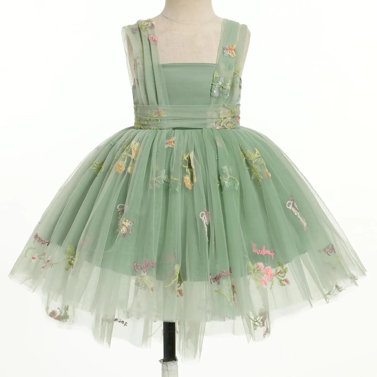 ODASDO Baby Toddler Kids Butterfly Dress Sleeveless High Low Tulle Princess Wedding Special Occasion Evening Ball Gown