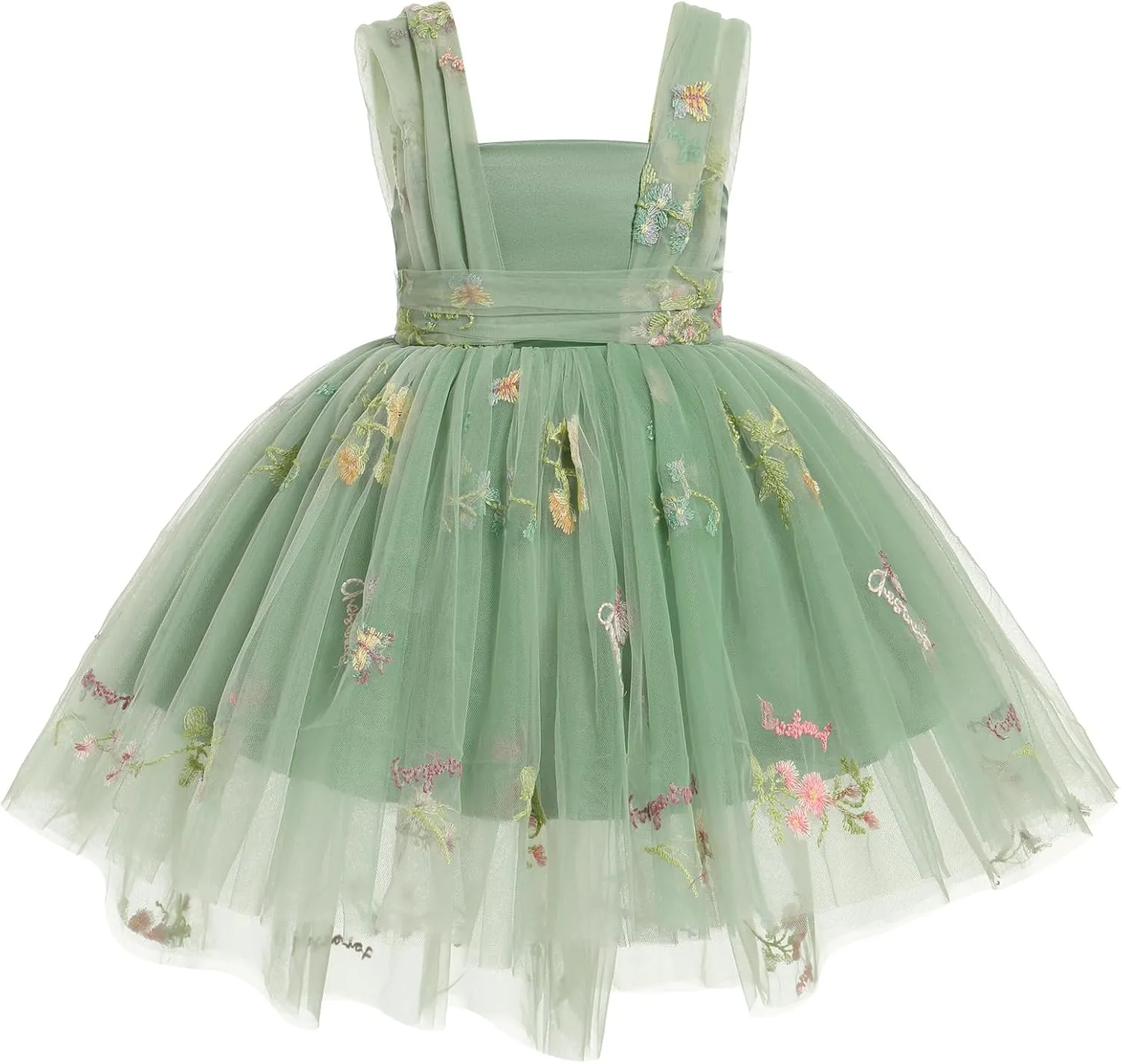 ODASDO Baby Toddler Kids Butterfly Dress Sleeveless High Low Tulle Princess Wedding Special Occasion Evening Ball Gown