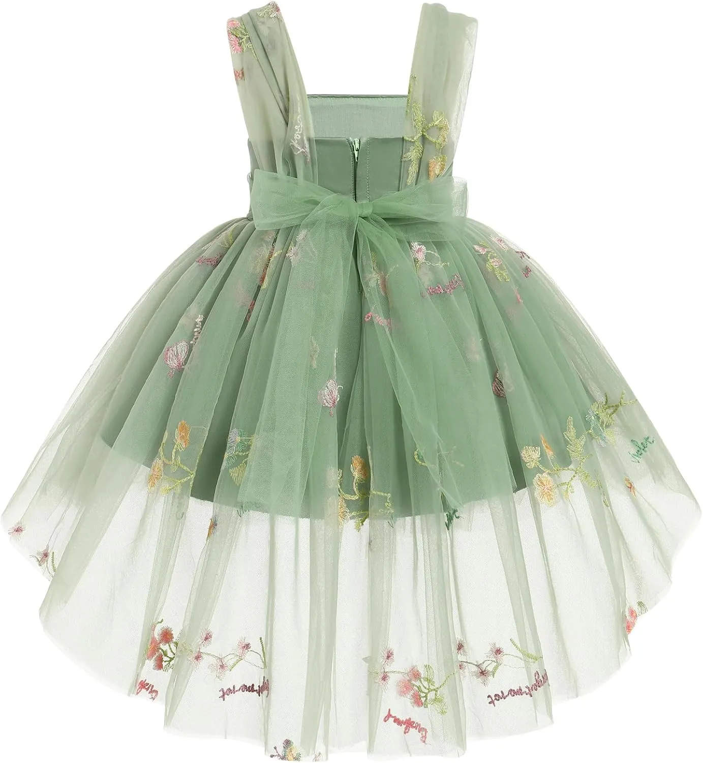 ODASDO Baby Toddler Kids Butterfly Dress Sleeveless High Low Tulle Princess Wedding Special Occasion Evening Ball Gown
