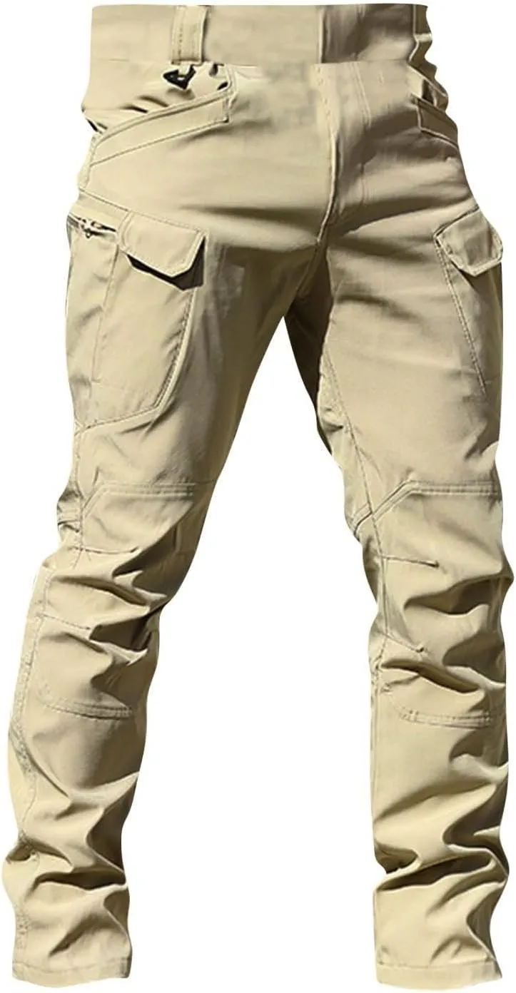 OIOLOYJM Cargo Pants for Men Relaxed Fit Work Hiking Waterproof Pants Stretch Tactical Pants Lightweight Outdoor Travel Pants