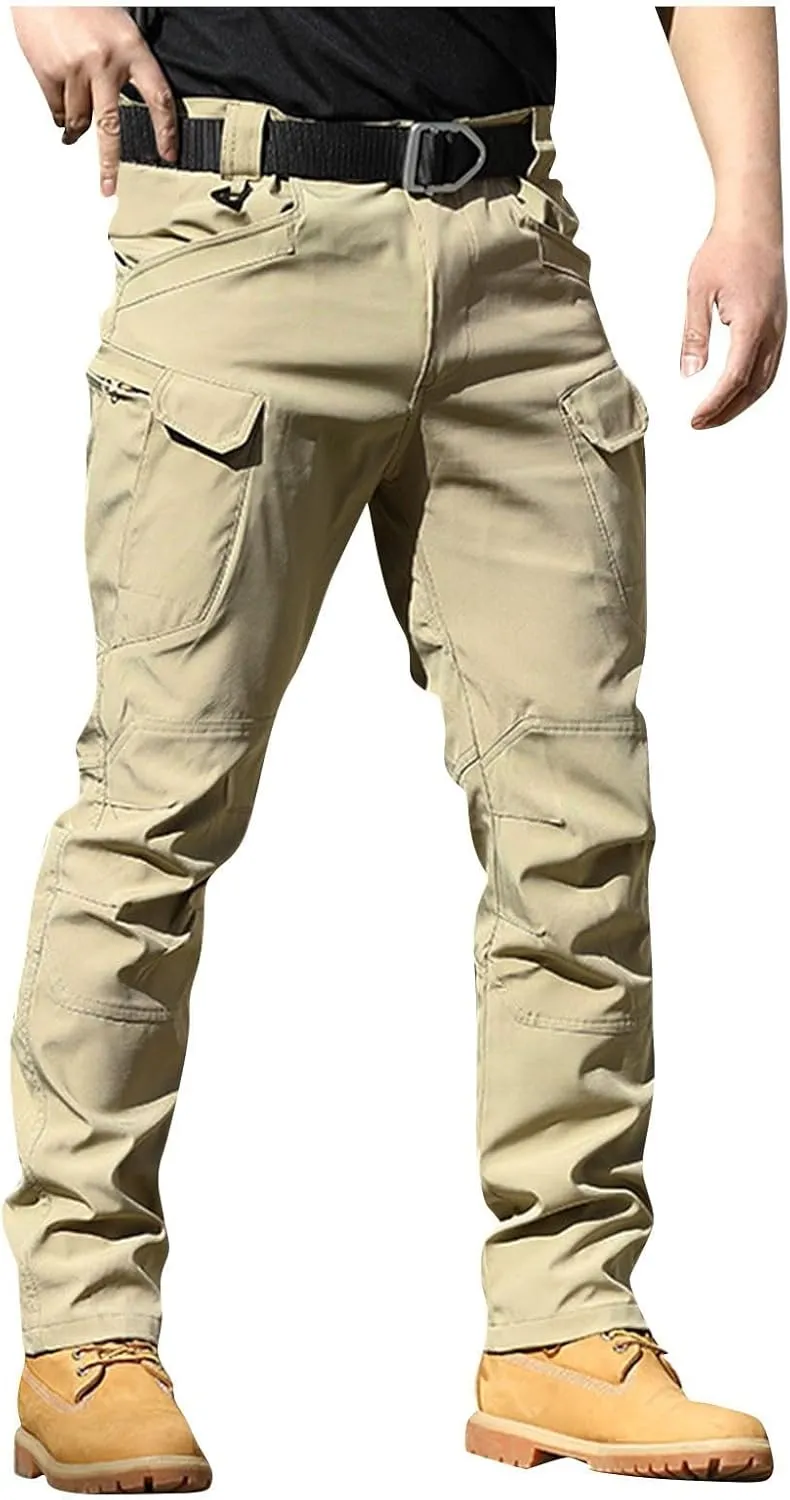 OIOLOYJM Cargo Pants for Men Relaxed Fit Work Hiking Waterproof Pants Stretch Tactical Pants Lightweight Outdoor Travel Pants