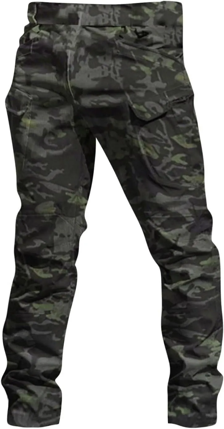 OIOLOYJM Cargo Pants for Men Relaxed Fit Work Hiking Waterproof Pants Stretch Tactical Pants Lightweight Outdoor Travel Pants