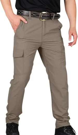 OIOLOYJM Cargo Pants for Men Relaxed Fit Work Waterproof Hiking Pants Stretch Tactical Pants Lightweight Outdoor Travel Pants