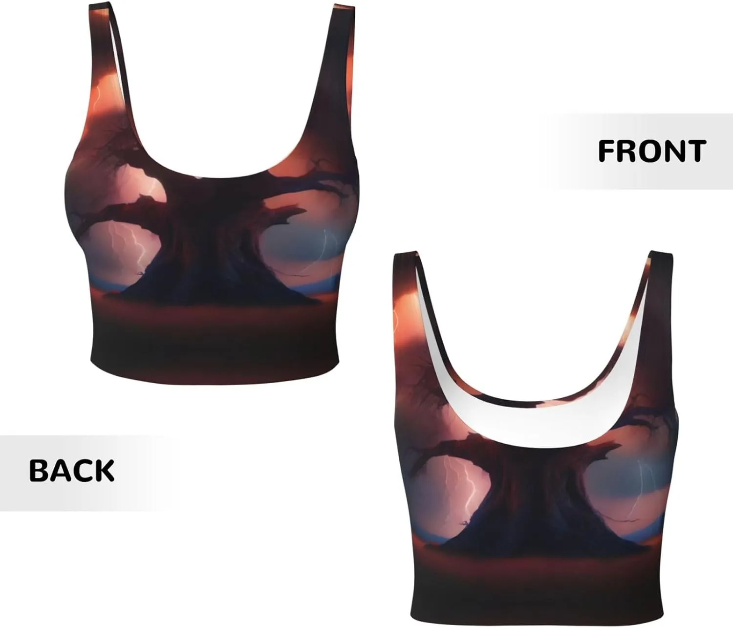 Orange Red Sky Lightning Women's Sexy Sports Vest Sleeveless Athletic Gym T-Shirts Vest U-Shaped Back Quick Dry Top