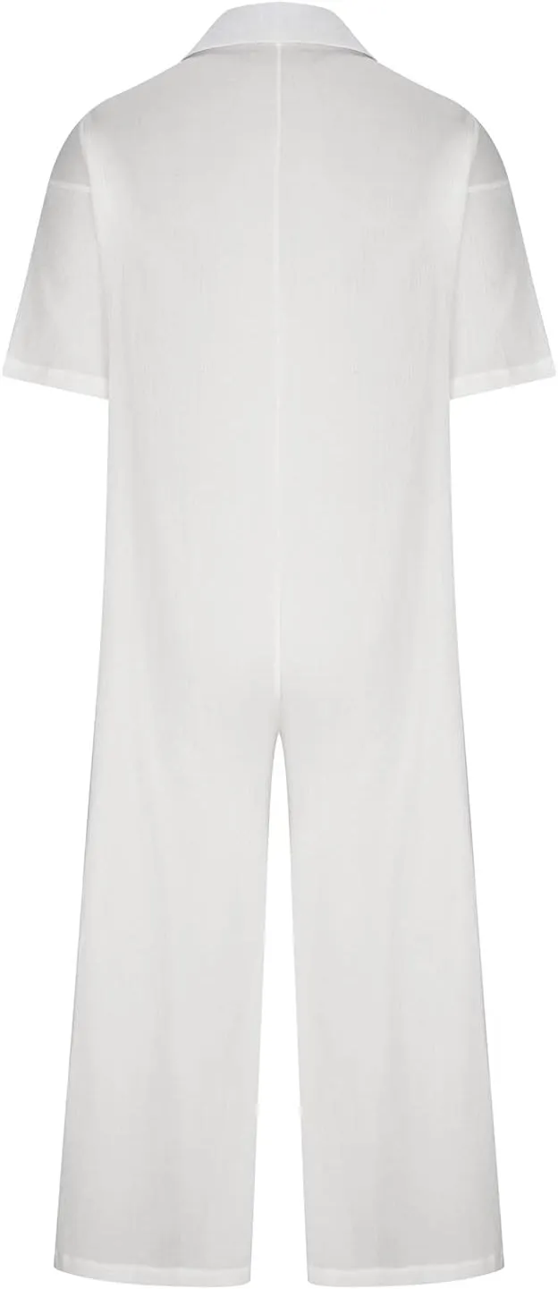 Overalls for Women Fall Summer Linen Loose Fit Jumpsuits Trousers Pants One Piece Women 2024