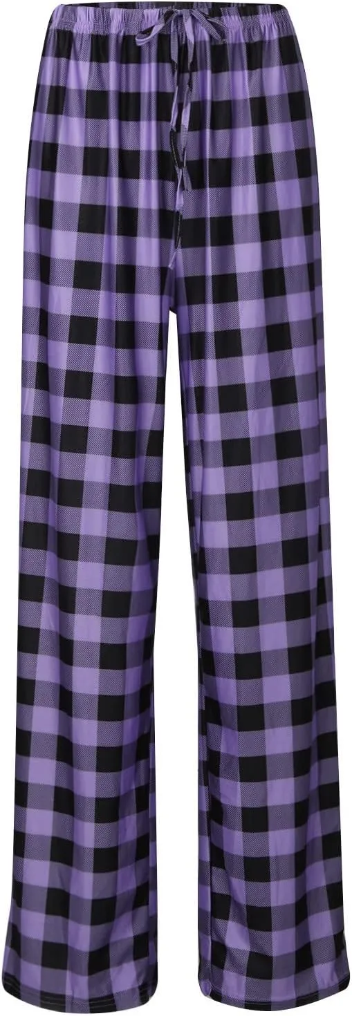 Pajama Pants Plaid Christmas Pajamas Pants for Women Wide Leg Pants Drawstring Pajama Bottoms Comfy Women's Sleepwear