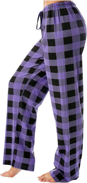 Pajama Pants Plaid Christmas Pajamas Pants for Women Wide Leg Pants Drawstring Pajama Bottoms Comfy Women's Sleepwear