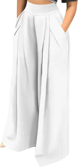 Palazzo Pants for Women Flowy Wide Leg High Waisted Trousers Long Dressy Bottoms