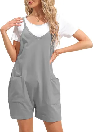 Peaceglad Womens Overall Shorts Comfy Cotton Wide Leg Shorts Rompers Hot Shot Adjustable Straps Short Jumpsuit with Pockets