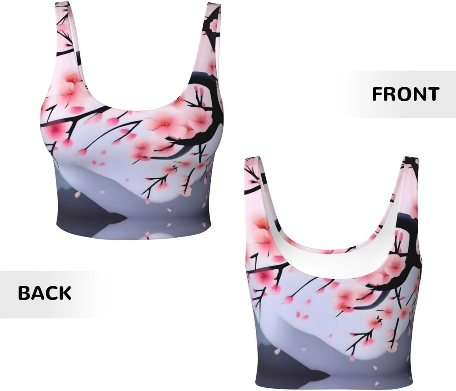 Peach Blossom Women's Sexy Sports Vest Sleeveless Athletic Gym T-Shirts Vest U-Shaped Back Quick Dry Top