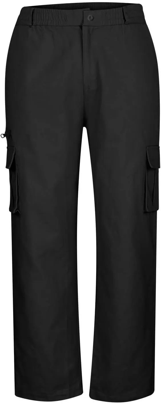 Plus Size Button Up Closure Elastic Waist Cargo Pants Mens Cargo Pants Zipper Decorate Multi-Pocket Cropped Trousers