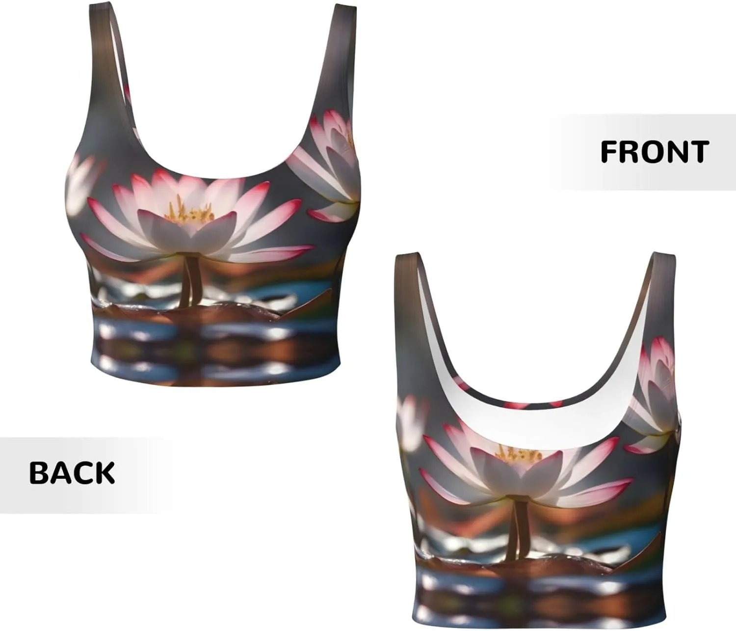 Pretty Lotus Flower Women's Sexy Sports Vest Sleeveless Athletic Gym T-Shirts Vest U-Shaped Back Quick Dry Top