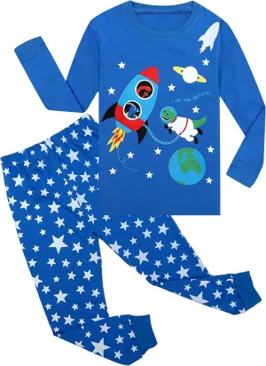 Qtake Fashion Boys Pajamas Planet Winter Long Sleeve Children Set Cotton Little Kids Pjs Sleepwear Size 2-12 year
