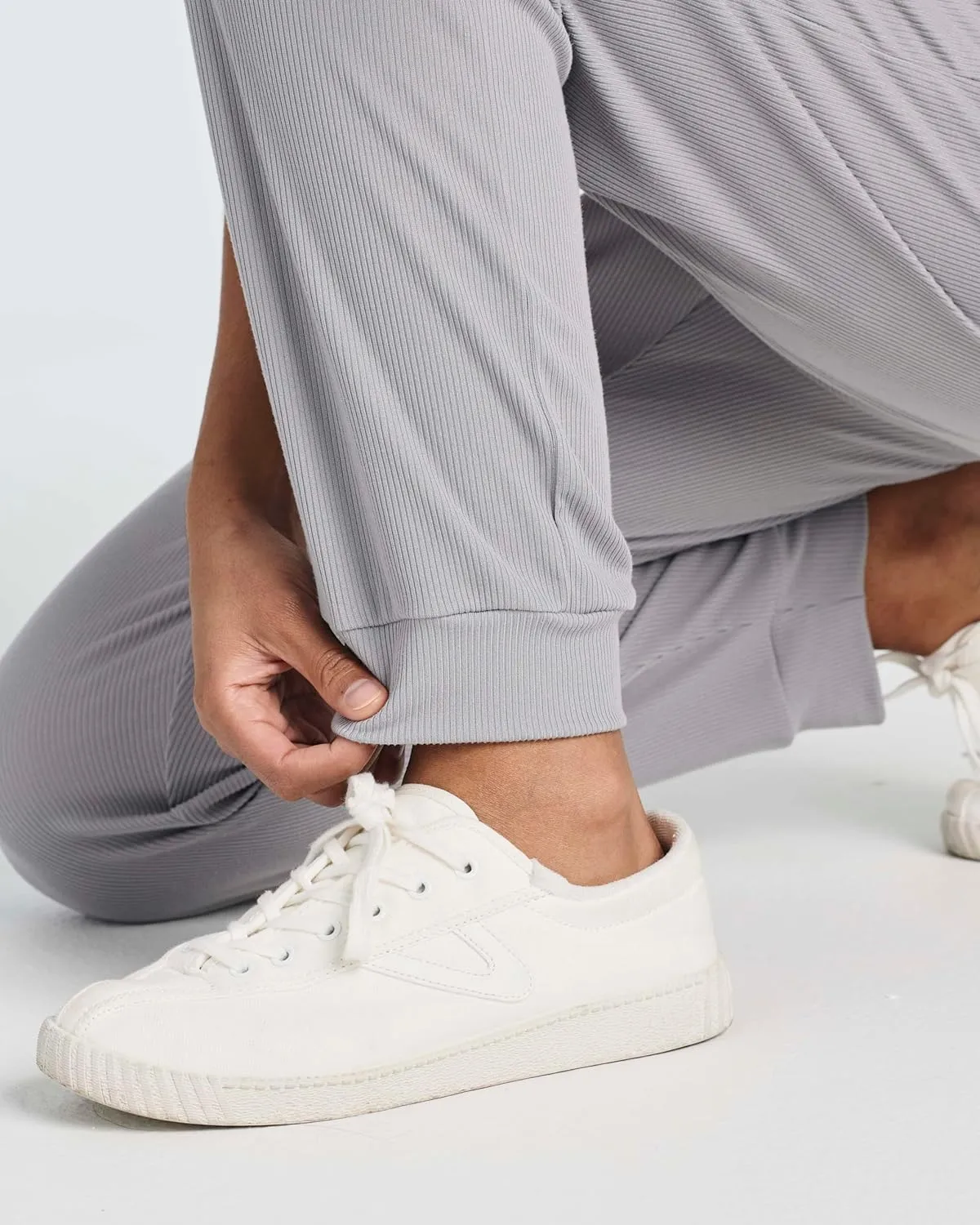 Real Essentials 3 Pack: Women's Ribbed Lounge Jogger Cuffed Yoga SweatpantsPockets (Available in Plus)