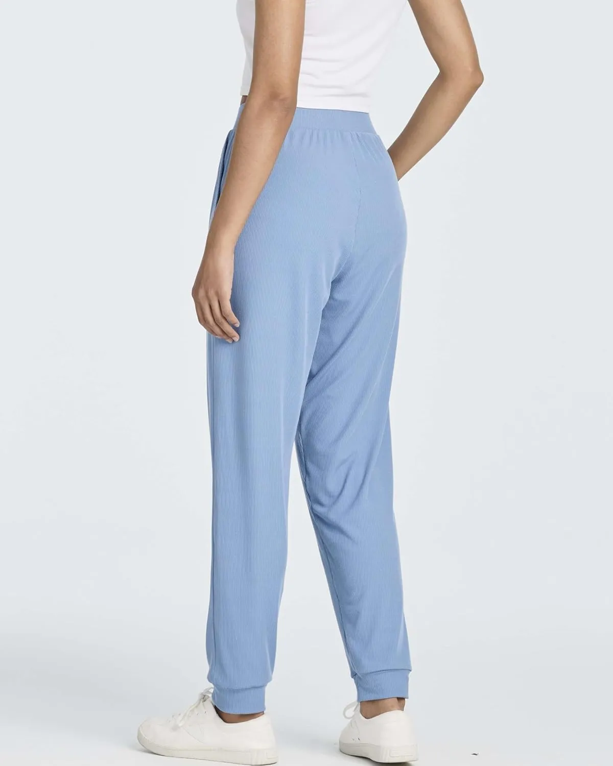Real Essentials 3 Pack: Women's Ribbed Lounge Jogger Cuffed Yoga SweatpantsPockets (Available in Plus)