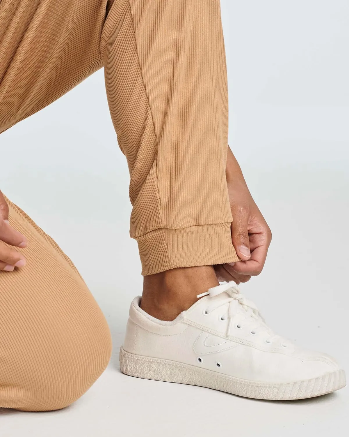 Real Essentials 3 Pack: Women's Ribbed Lounge Jogger Cuffed Yoga SweatpantsPockets (Available in Plus)
