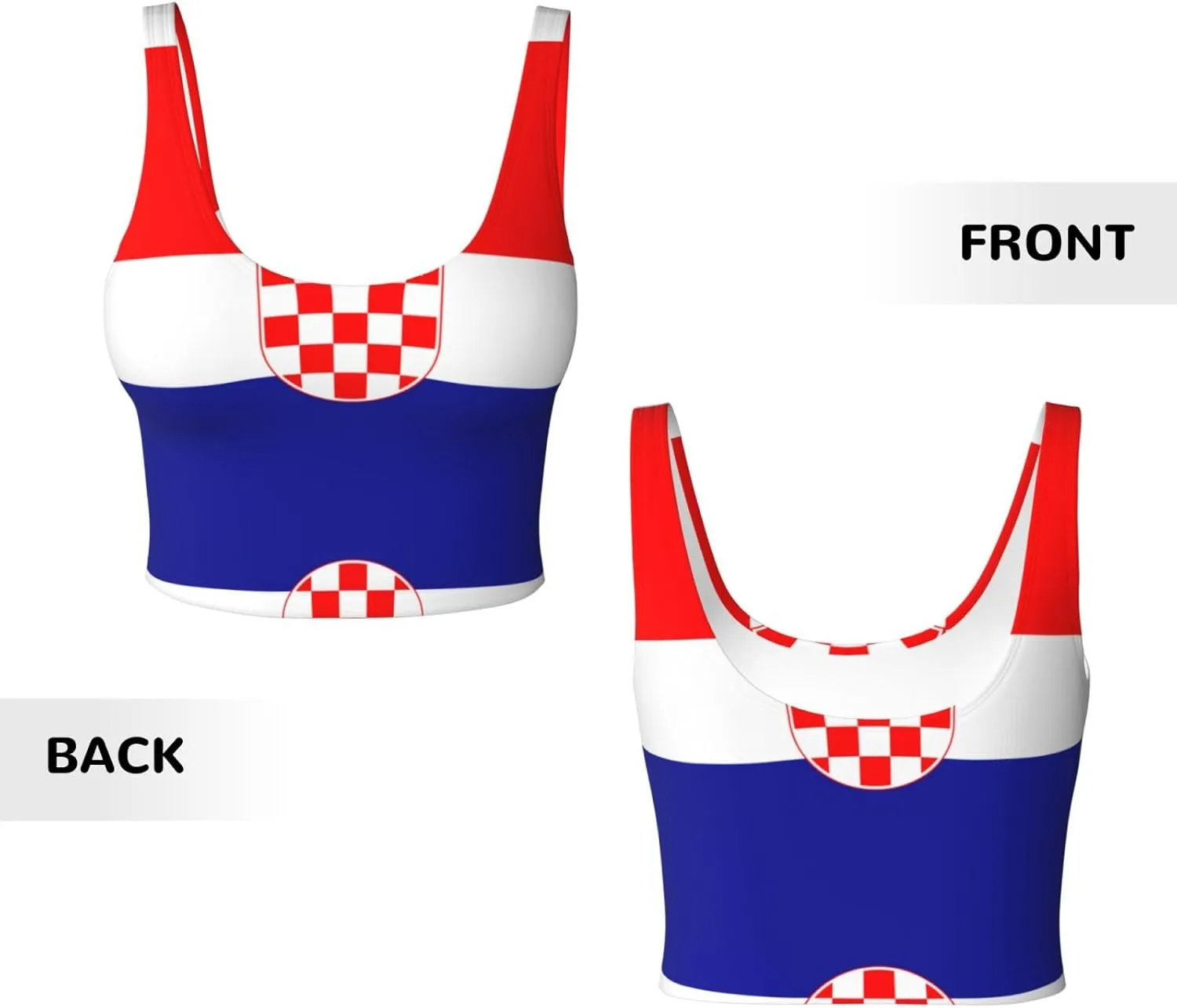 Republic of Croatia Flag Women's Sexy Sports Vest Sleeveless Athletic Gym T-Shirts Vest U-Shaped Back Quick Dry Top