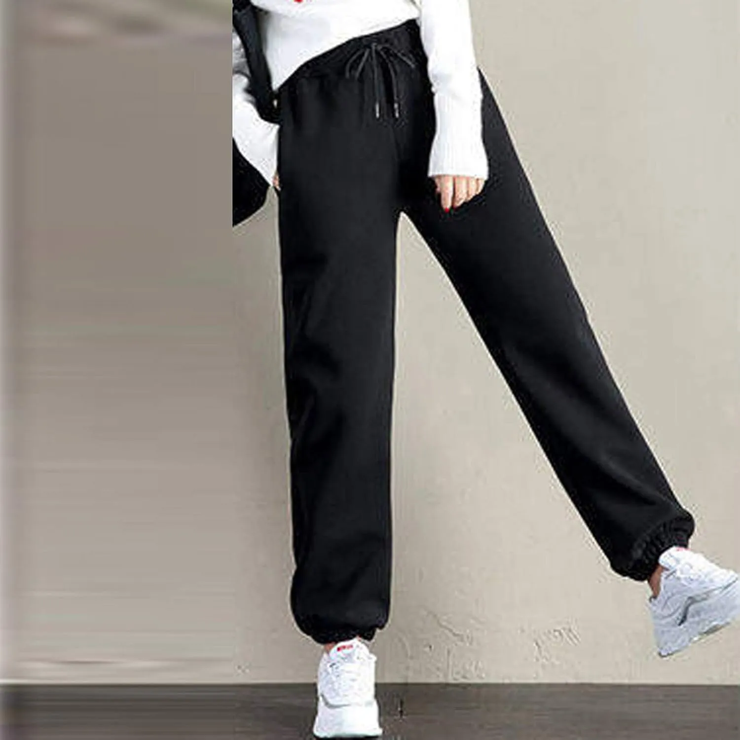sdbrld Fleece Lined Joggers Women,Womens Sherpa Lined Sweatpants Winter Solid Athletic Running Fleece Lined Pants Sweatpants