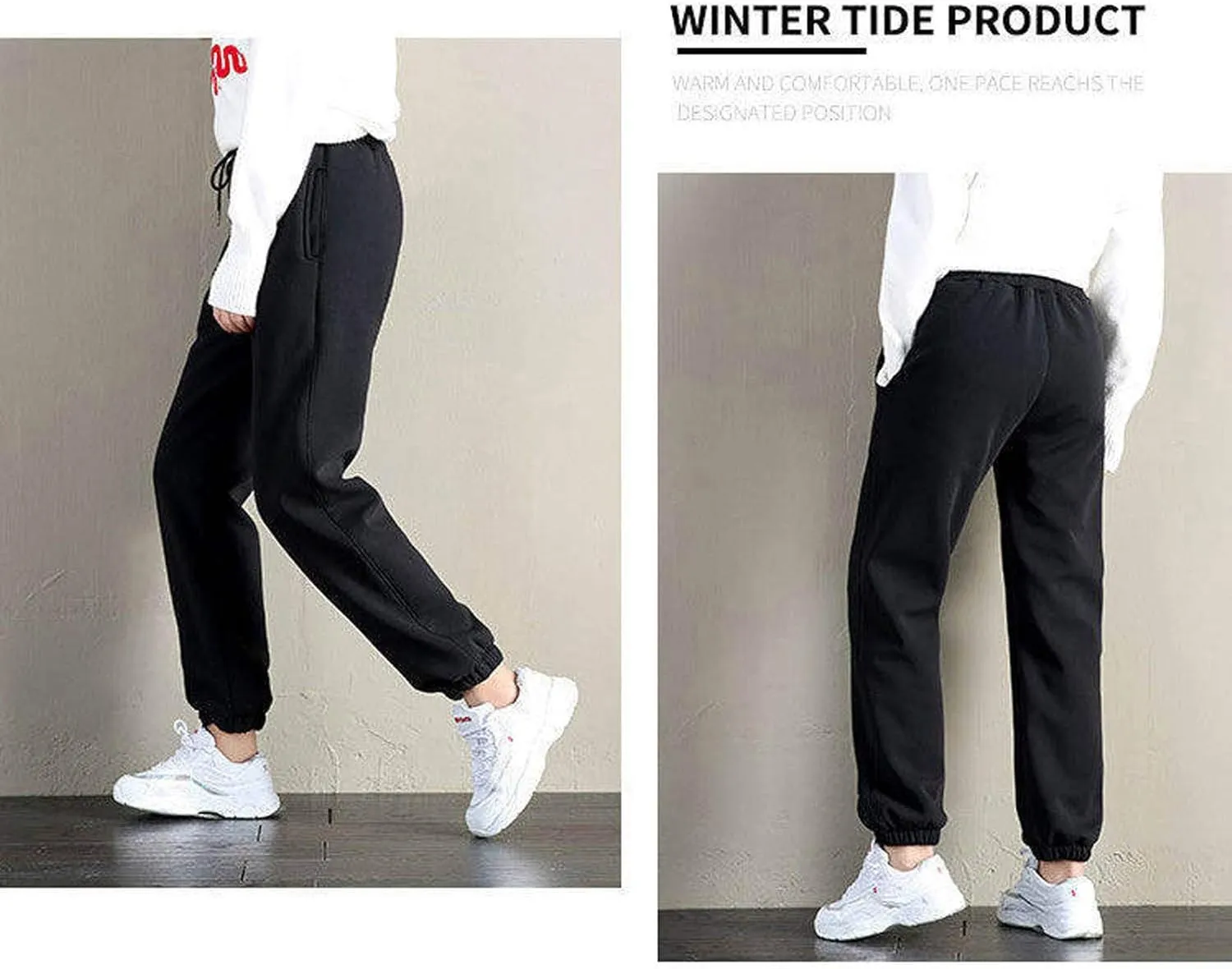 sdbrld Fleece Lined Joggers Women,Womens Sherpa Lined Sweatpants Winter Solid Athletic Running Fleece Lined Pants Sweatpants