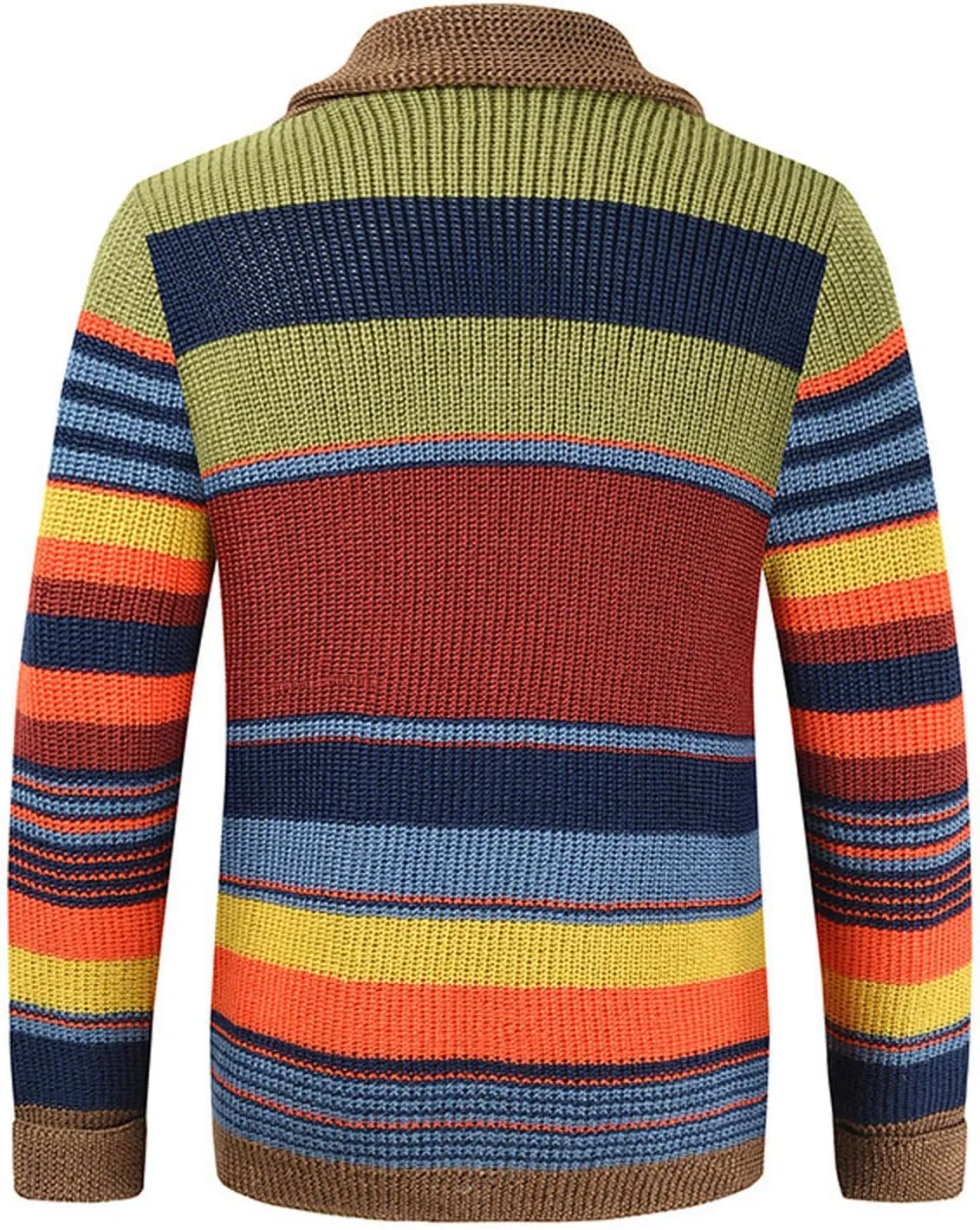 Sinzelimin Men's Sweater Cardigans, Ugly Christmas Sweaters Fashion Contrast Knitwear Long Sleeve Lapel Button Down Coat Tops