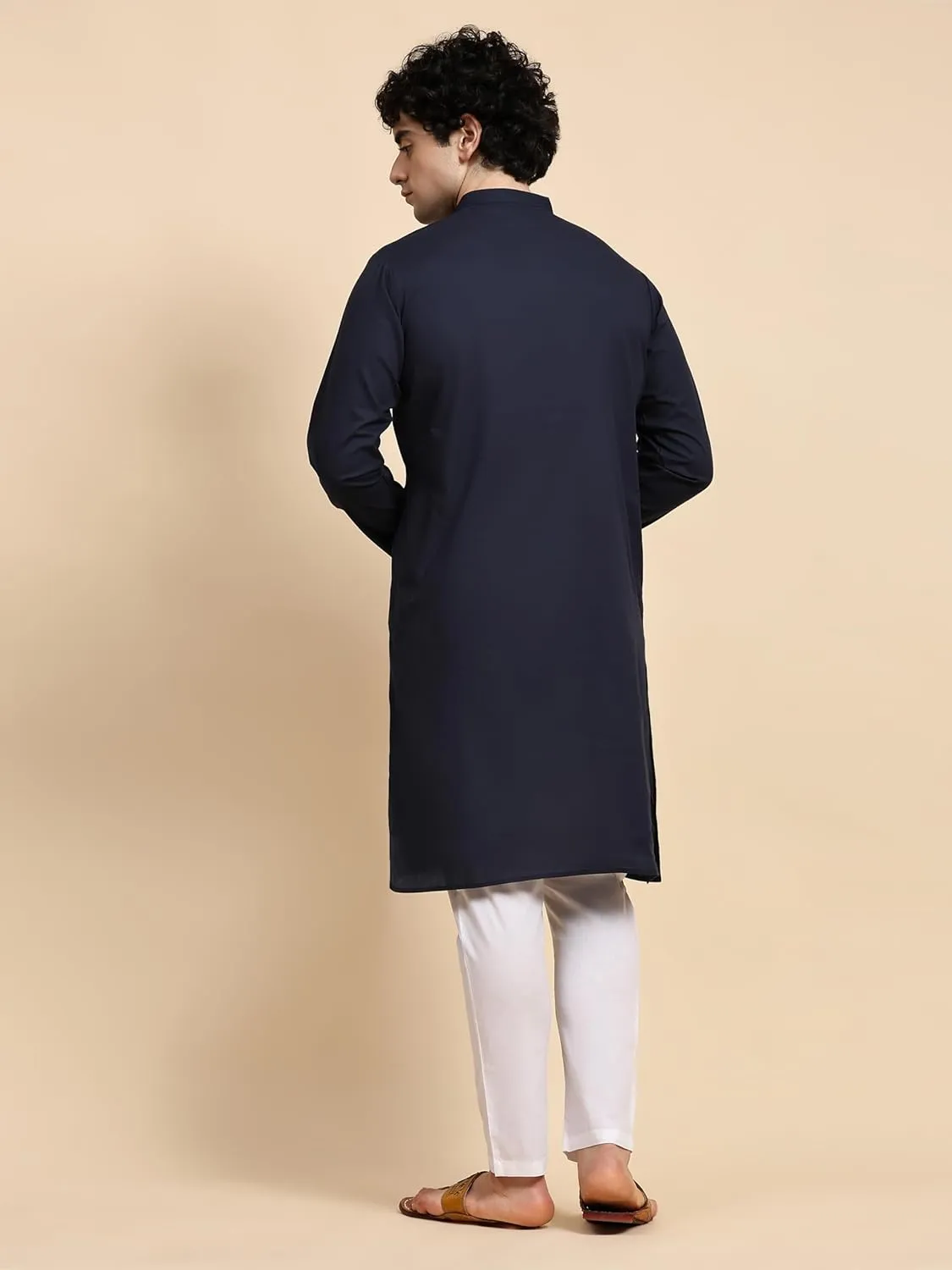 SKAVIJ Men's Pure Cotton Solid Kurta Pajama Set Mandarin Collar Daily Wear Casual Yoga Dress