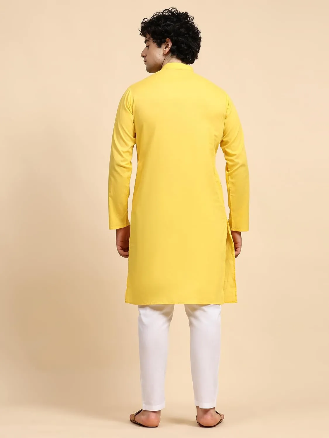 SKAVIJ Men's Pure Cotton Solid Kurta Pajama Set Mandarin Collar Daily Wear Casual Yoga Dress
