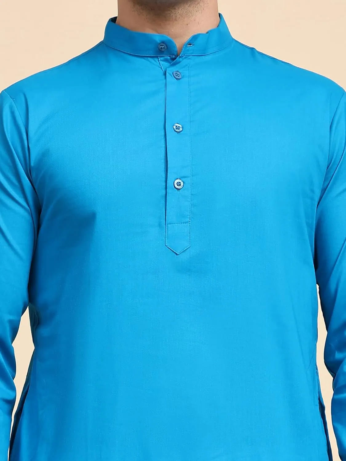 SKAVIJ Men's Pure Cotton Solid Kurta Pajama Set Mandarin Collar Daily Wear Casual Yoga Dress