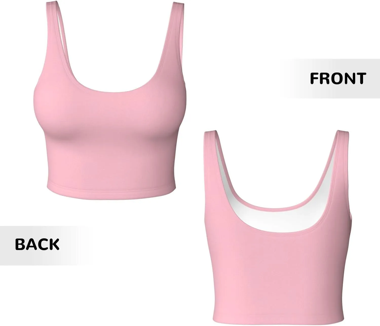 Solid Color Pink Women's Sexy Sports Vest Sleeveless Athletic Gym T-Shirts Vest U-Shaped Back Quick Dry Top