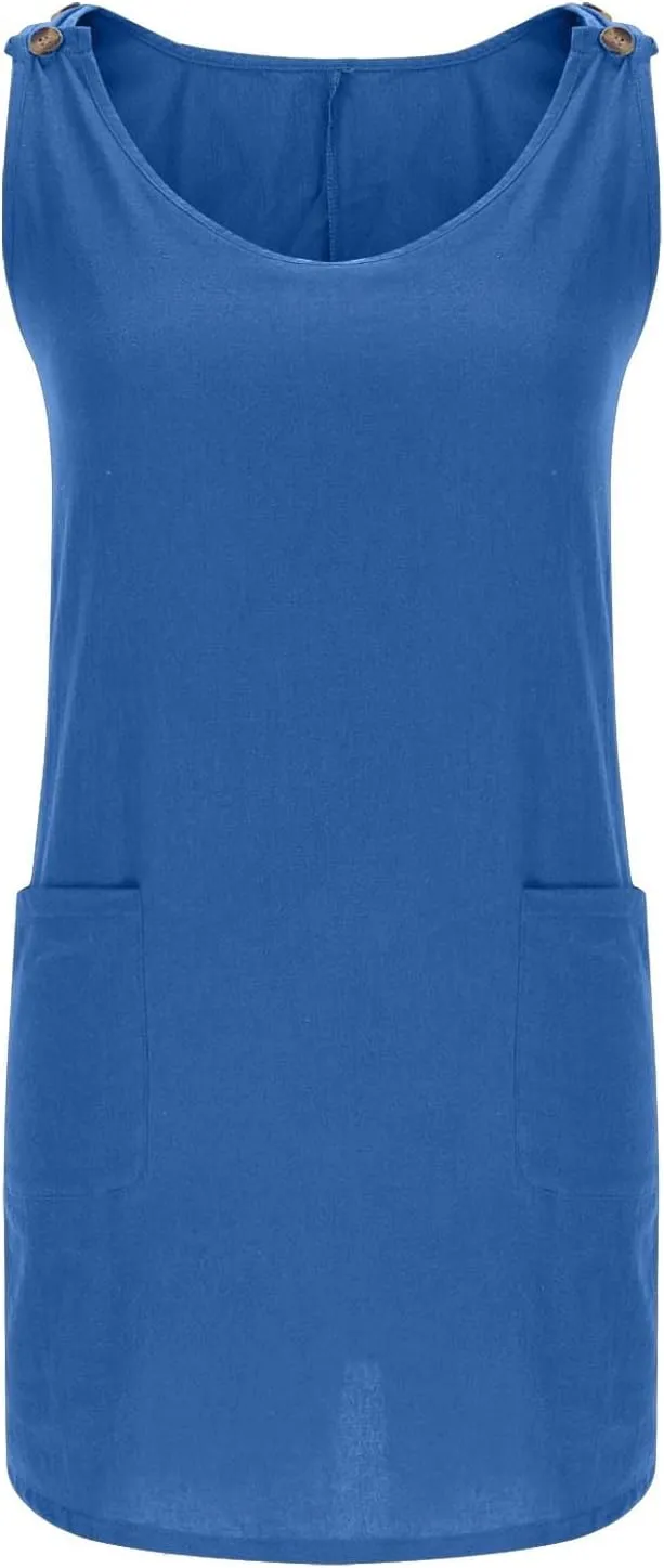 Summer Dresses for Women 2025 Casual Sleeveless Mini Shift Dress Beach Vacation Fashion Sundress with Two Pockets