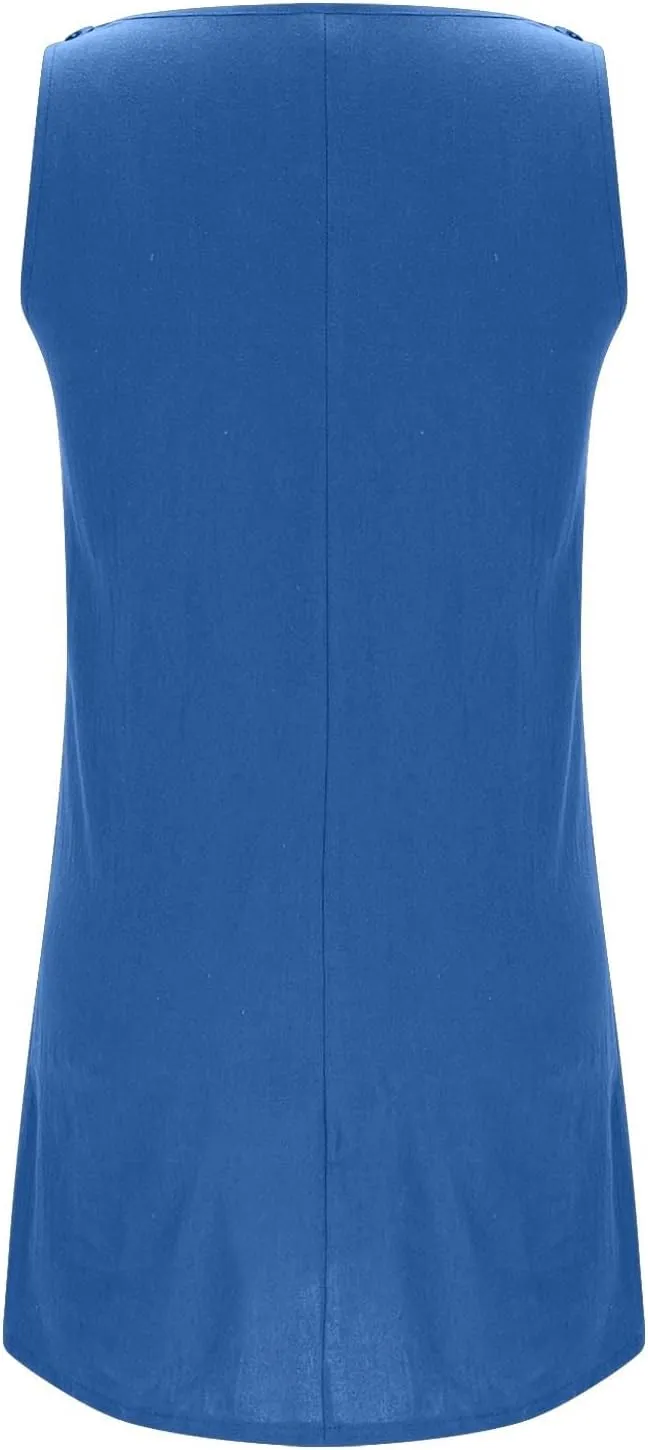 Summer Dresses for Women 2025 Casual Sleeveless Mini Shift Dress Beach Vacation Fashion Sundress with Two Pockets