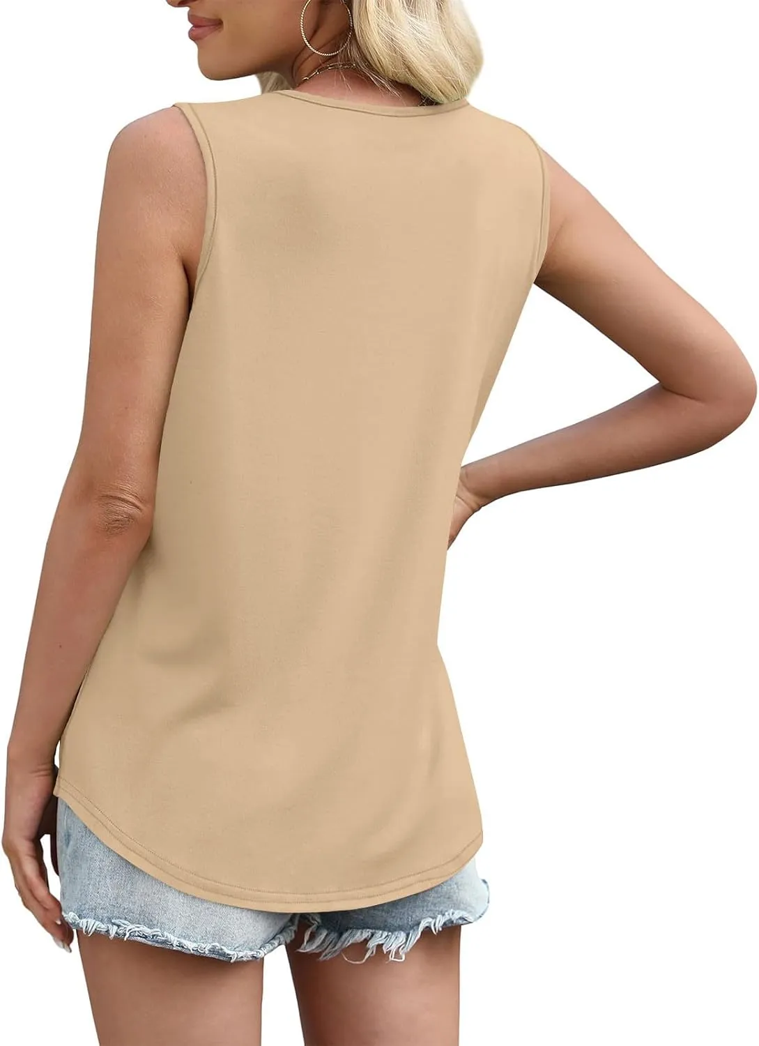 Summer Tank Tops for Women Square Neck Basic Shirts 2025 Trendding Fashion Sleeveless Tshirts Casual Solid Blouses