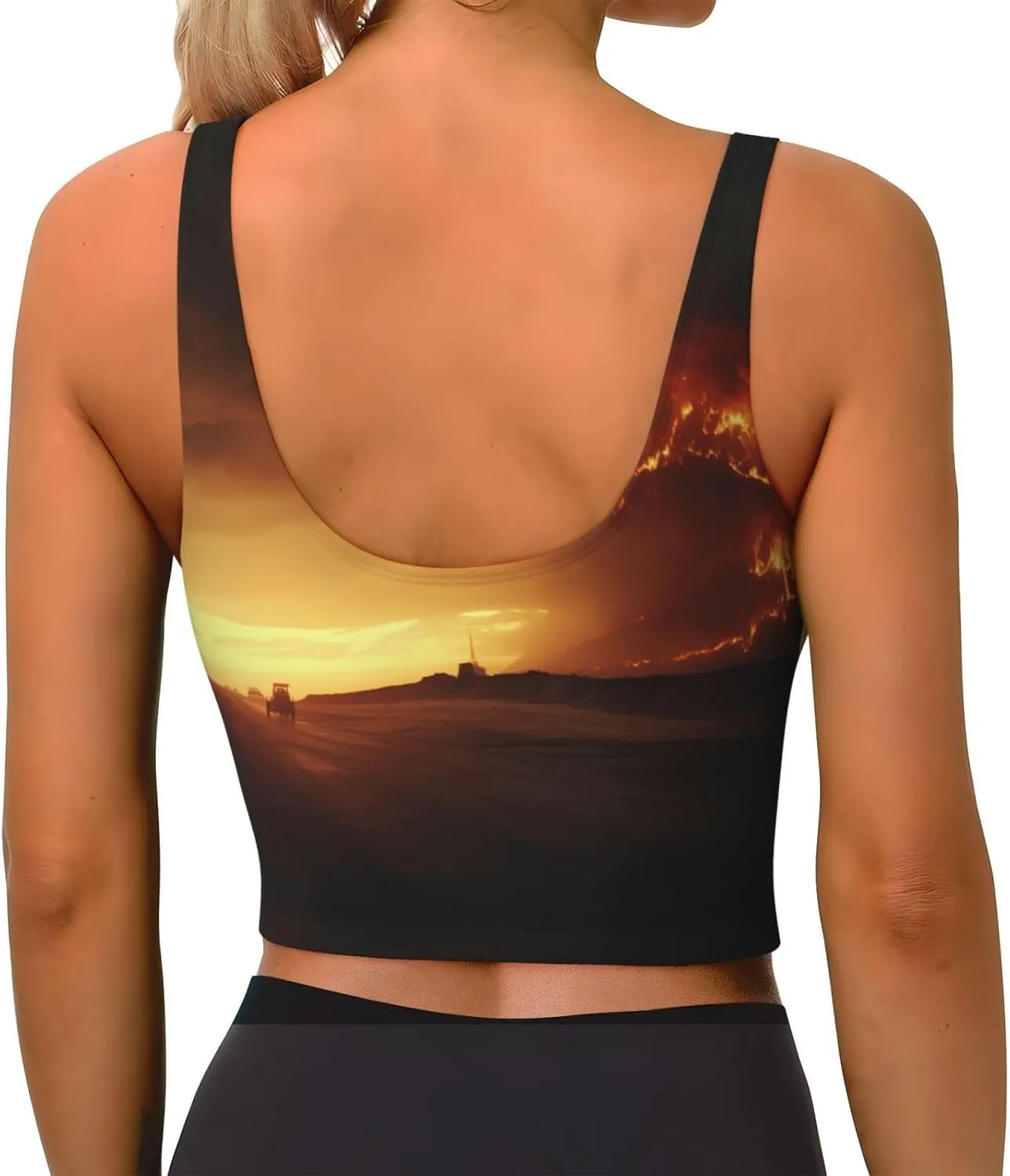 Sunset in The Desert Women's Sexy Sports Vest Sleeveless Athletic Gym T-Shirts Vest U-Shaped Back Quick Dry Top