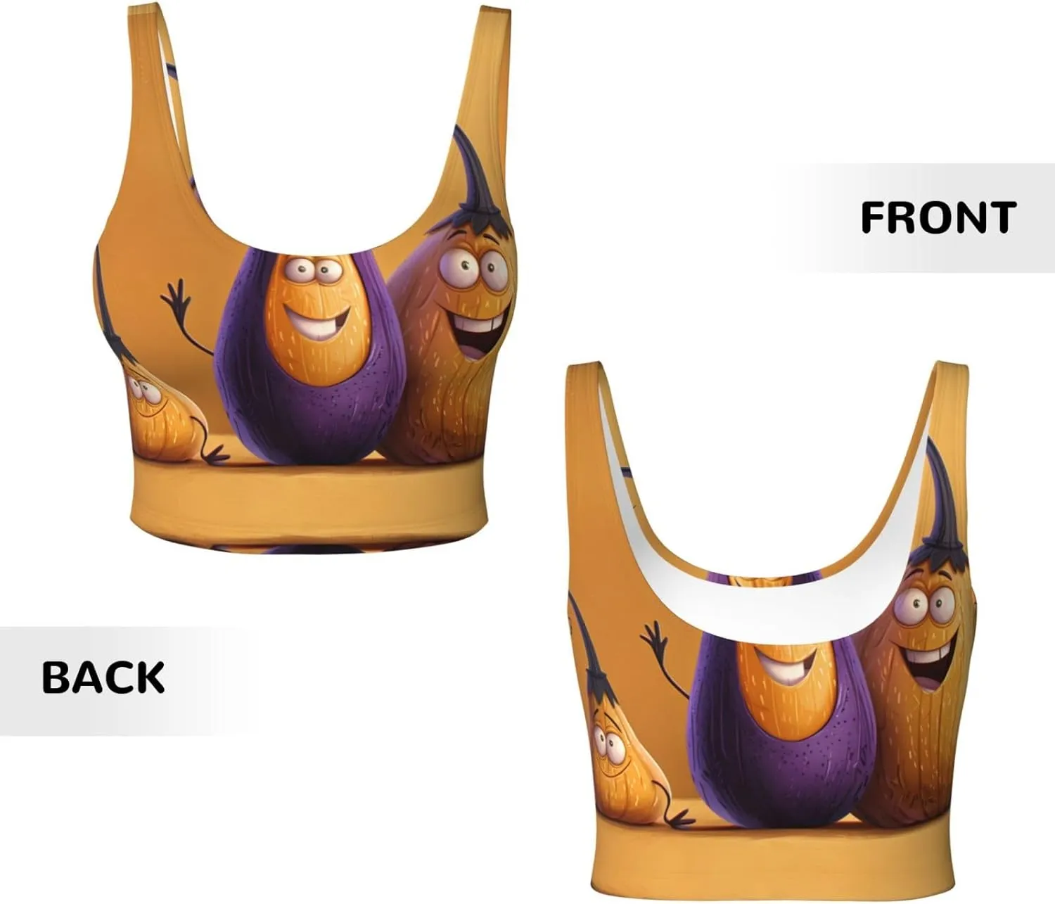 Surprised Eggplant Women's Sexy Sports Vest Sleeveless Athletic Gym T-Shirts Vest U-Shaped Back Quick Dry Top