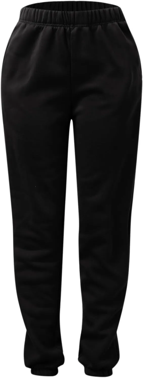 Sweatpants for Women Ladies Solid Color Drawstring Elastic Waist Casual Loose Foot Fleece Casual Athletic Workout