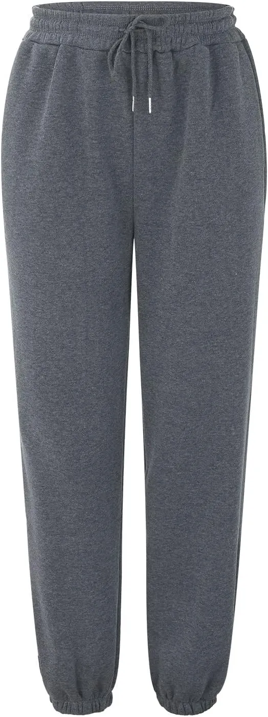 Sweatpants Woman Baggy Wide Leg High Waisted Drawstring Joggers Casual Fleece Lined Sweatpant Fall Winter Pants