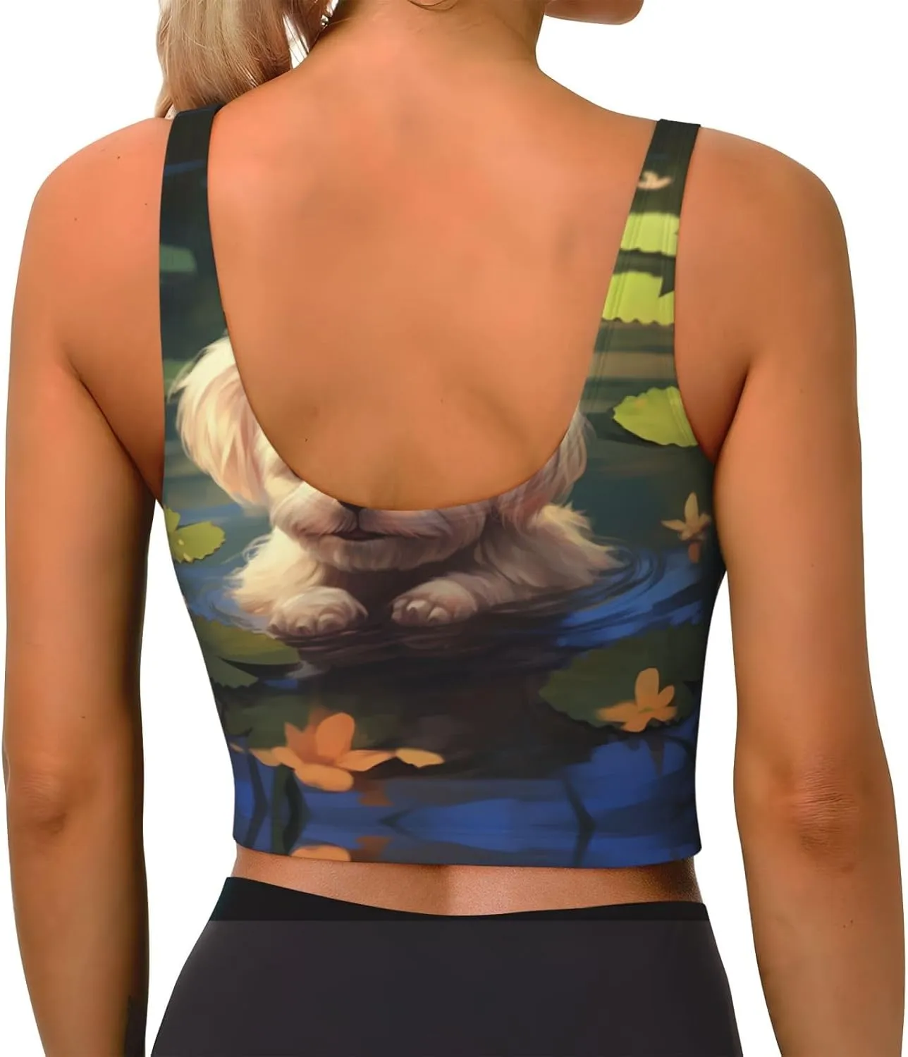 Swimming Puppy Women's Sexy Sports Vest Sleeveless Athletic Gym T-Shirts Vest U-Shaped Back Quick Dry Top