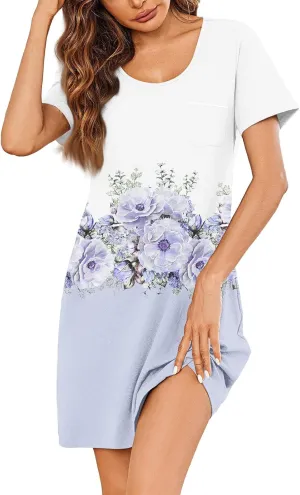T Shirt Dresses for Women 2025 Casual Summer V Neck Short Sleeve Floral Beach Boho Tank Flowy Mini Sundress Casual, S-3Xl