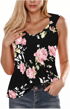 Tank Top for Women 2025 Dressy Casual Summer V Neck Sleeveless Camisole Ring Straps Loose Fit Workout Basic Shirts