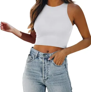 Tank Top for Women Double Lined Crop Tank Tops Casual Basic Shirts Sleeveless Workout Tops Cute Summer Clothes Teen Girls