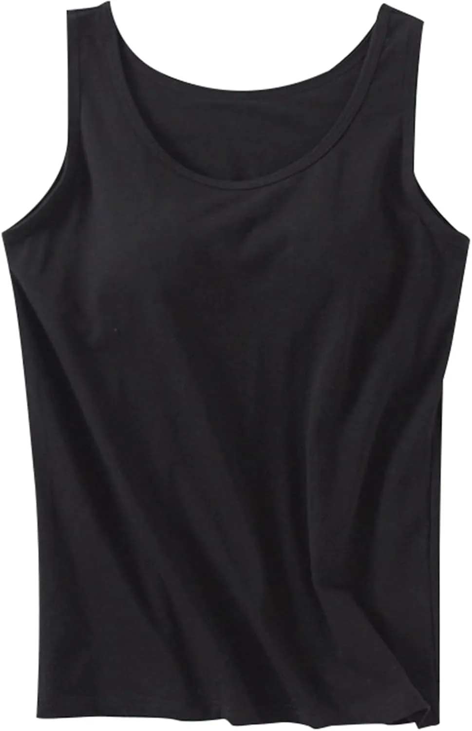 Tank Top for Women with Built in Bra Adjustable Strap Camisole Basic Cotton Cami Shirts