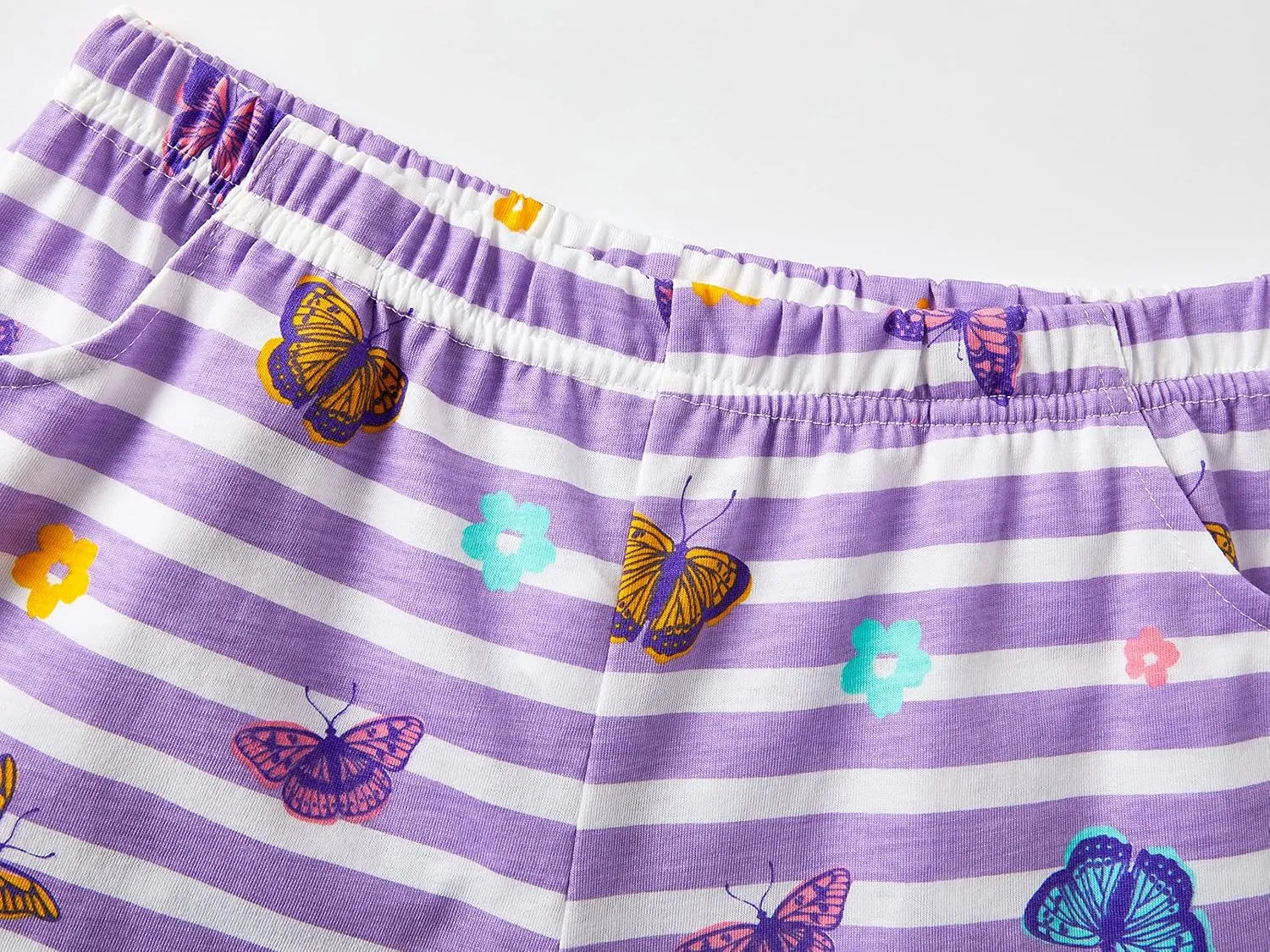Tebbis Girls Pajamas Cotton Soft PJS Cupcake/Butterfly Stripe Summer Short Cute Jammies Size 6-18
