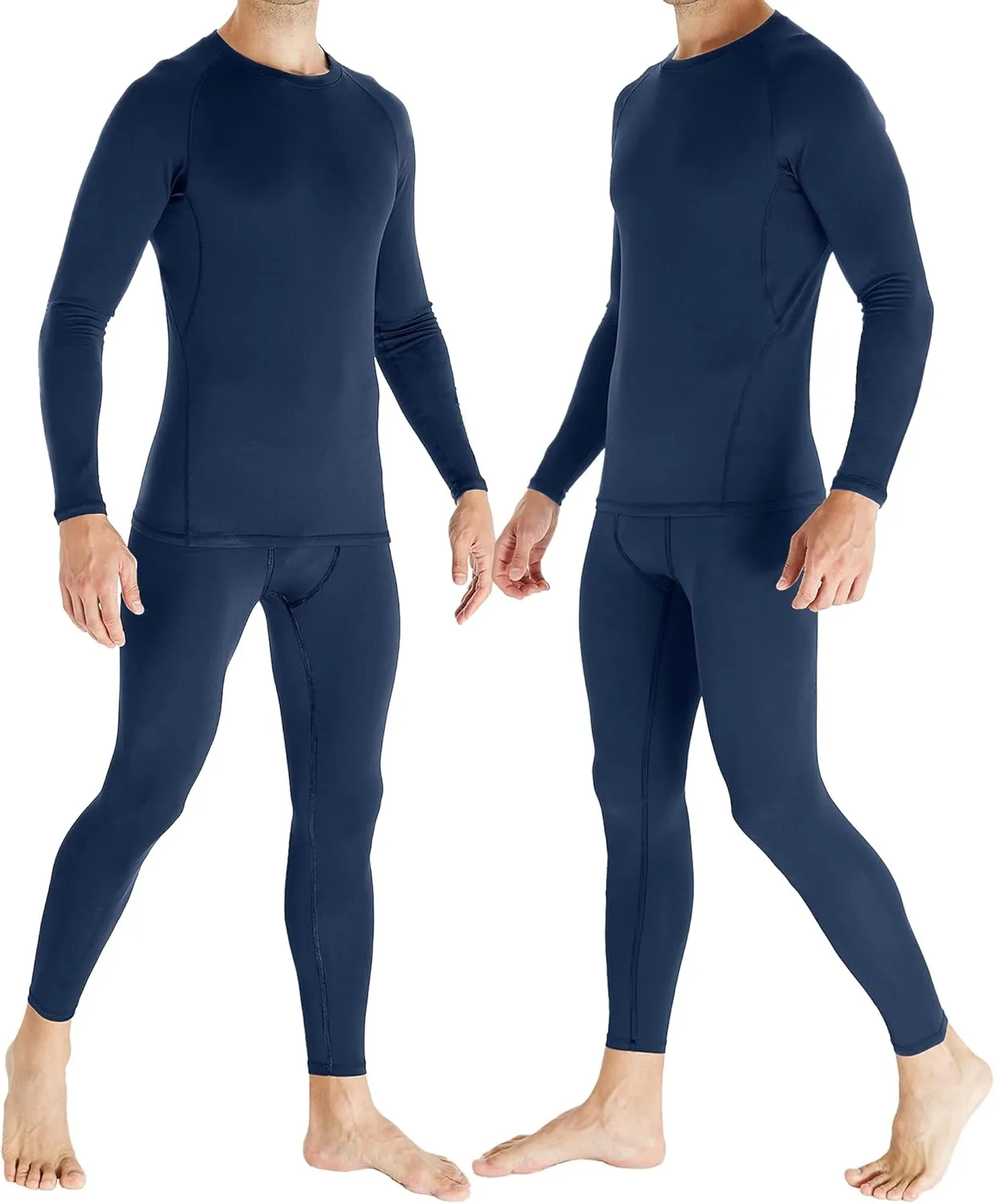 TELALEO 2 Set Mens Thermal Underwear Fleece Lined Long Johns 4 Pcs Base Layer Shirts Pant for Cold Winter Weather
