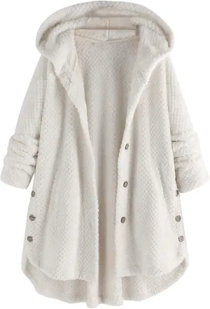 Thicken Warm Winter Coat for Women Fuzzy Fleece Shaggy Shacket Jacket Patchwork Coats Outwear with Pockets