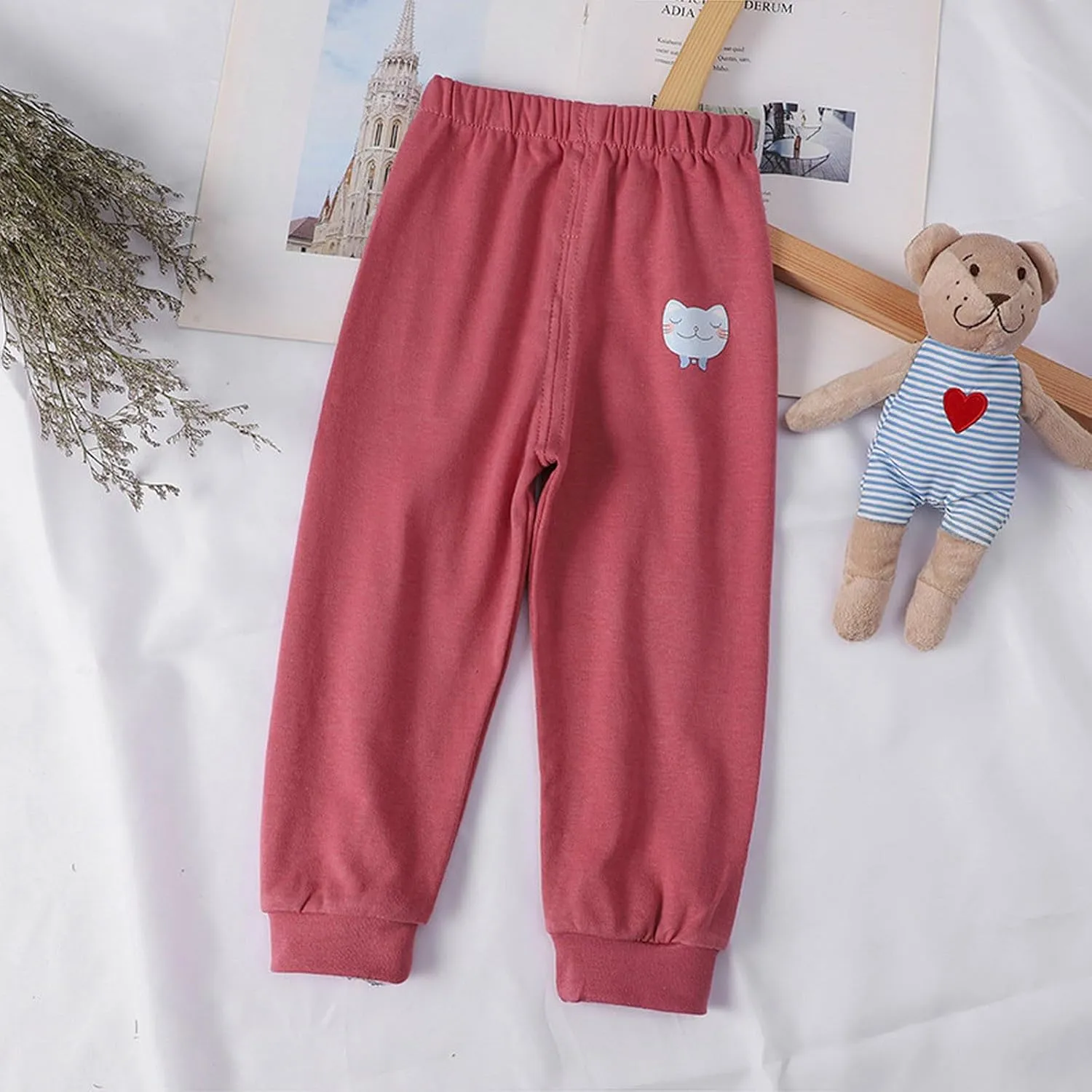 Toddler Boys Girls Cotton Sweatpants Solid Color Casual Bottoms Elastic Jogger Running Trousers for Kids Unisex