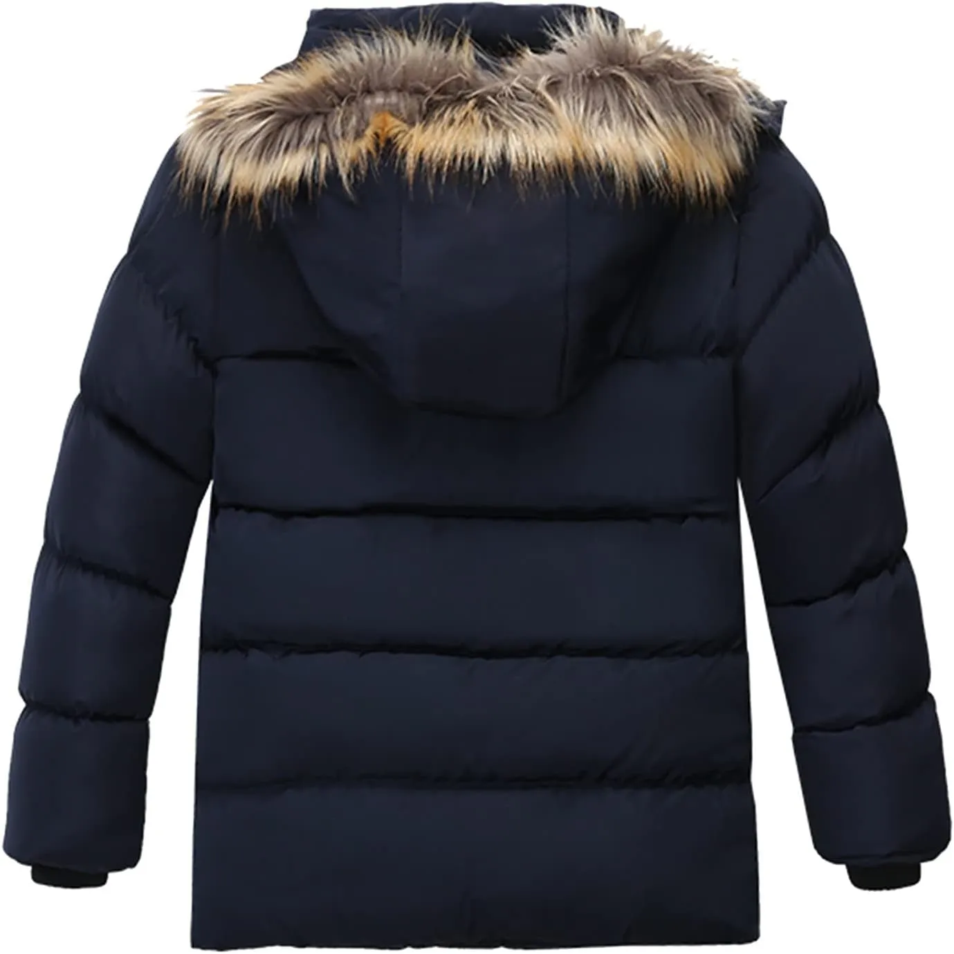 Toddler Boys Winter Coat with Faux Fur Hooded Puffer Parka Ski Jacket Down-Alternative Warm Outerwear for Kids 2-4T