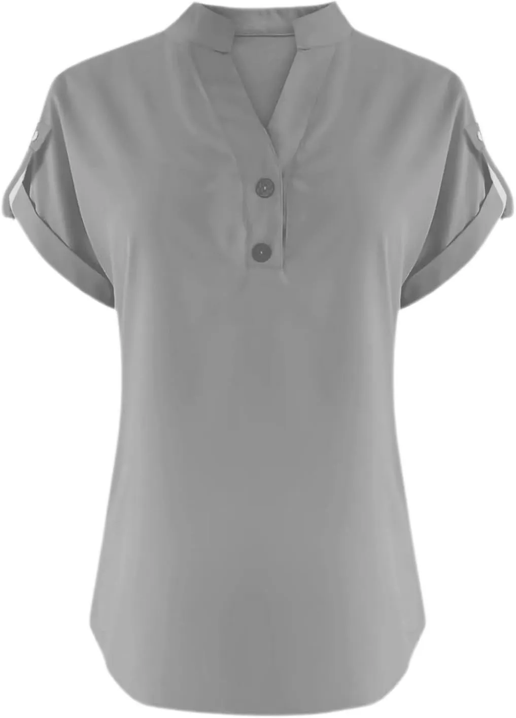 Tops for Women Trendy Summer 2025 Solid Color Cotton Linen Shirts Short Sleeve V Neck Outfits Casual Loose Fit Blouses