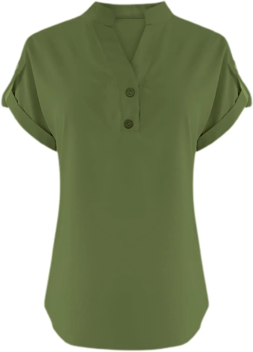 Tops for Women Trendy Summer 2025 Solid Color Cotton Linen T-Shirts Short Sleeve V Neck Blouses Button Down Outfits