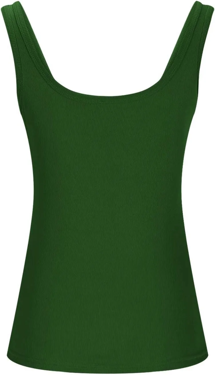 U Neck Ribbed Tank Top for Women, Teen Girls Slim Knit Going Out Tops Outfits Sleeveless Basic Summer Shirts