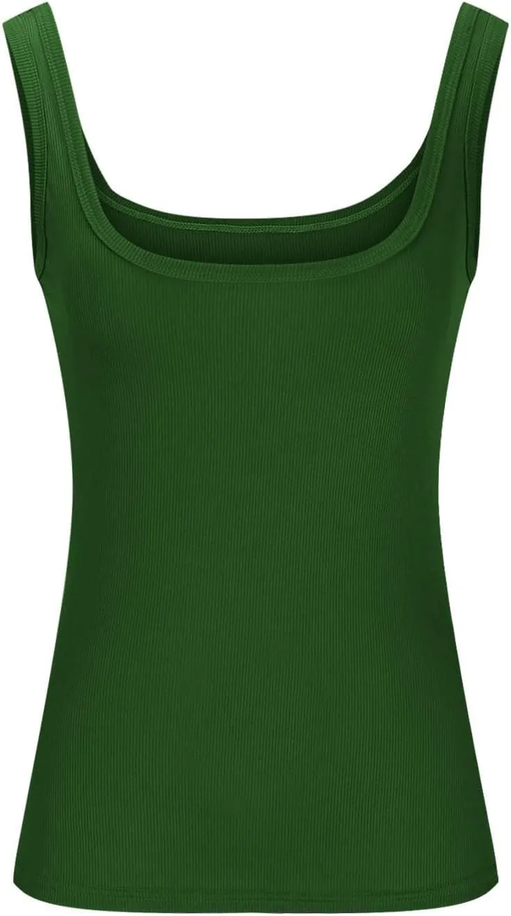 U Neck Ribbed Tank Top for Women, Teen Girls Slim Knit Going Out Tops Outfits Sleeveless Basic Summer Shirts