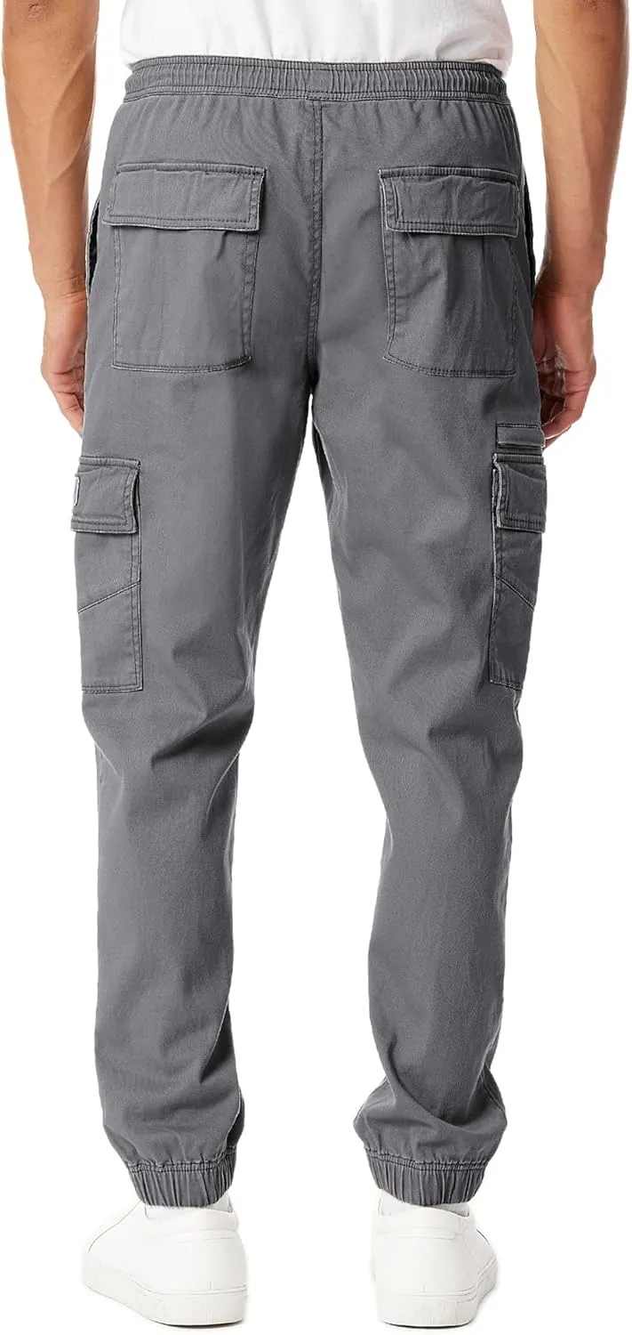 UNIONBAY Men's Davis Elastic Waist Stretch Twill Relaxed Fit Cargo Jogger Pants